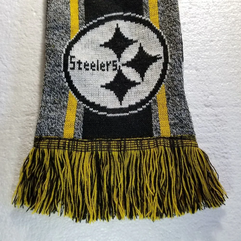 Pittsburgh Steelers Knit Scarf Black & Gold Fringe Unisex Black & Gold Fan Gear
